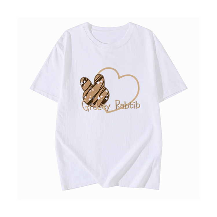 Women's Printed Cotton T-shirt Loose Fit Summer White Base Layer_voghion.com