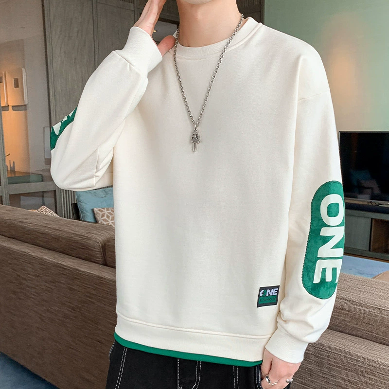 Мужская свитер весна и осень новая мода тенденция свободная повседневная рубашка с длинным рукавом с круглым вырезом ins Chao Korean Edition