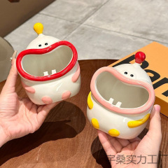 ❈ セラミッククリエイティブ灰皿、防煙灰皿、家庭用リビングルームコーヒーテーブル、面白い装飾品、かわいい灰皿、商業用タバコカップ