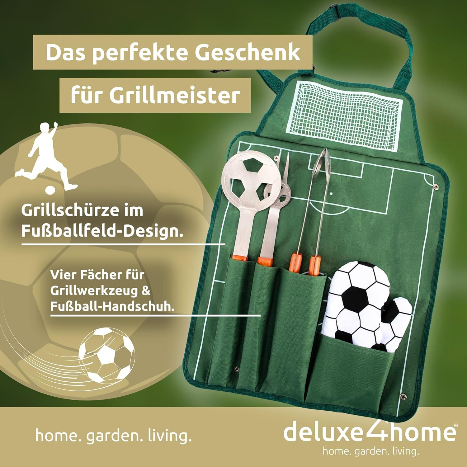 Amazon Cross-border venta caliente fútbol de acero inoxidable juego de utensilios de parrilla con mango de madera al aire libre BBQ herramientas de barbacoa combinación de bolsa de tela