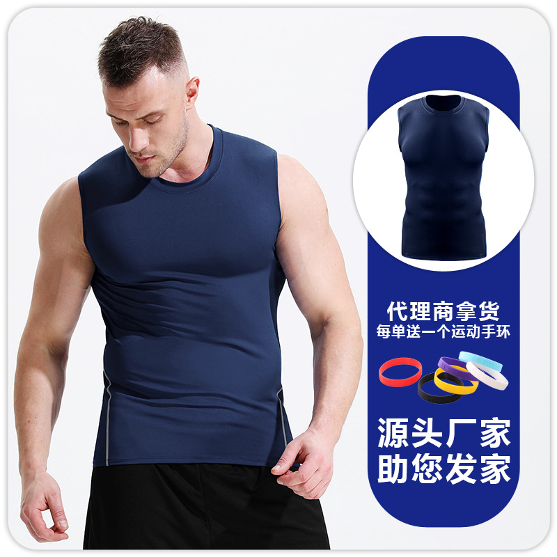 Hombres hombro en blanco tight bodybuilding fitness deportes yoga chaleco obstáculo running training bottoming ropa deportiva superior image 13