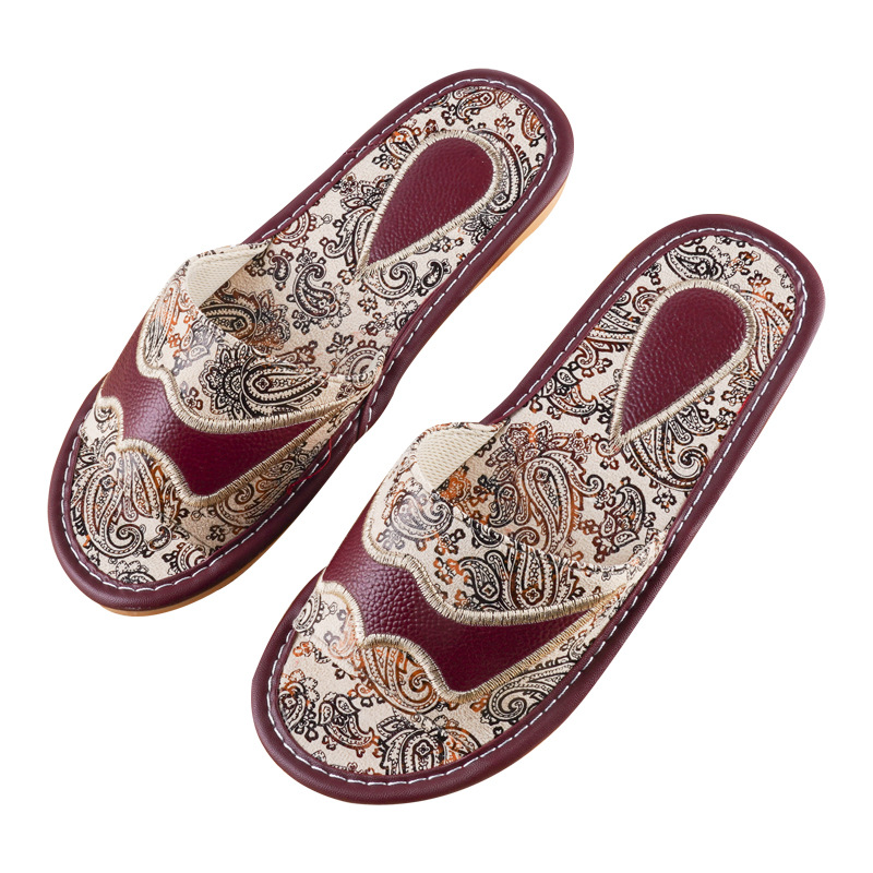 Retro leather summer non-slip ethnic slippers