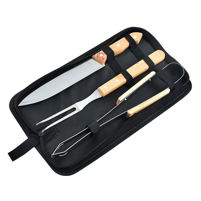 Juego de Utensilios para Barbacoa con Delantal Set de 6-7 Piezas de Acero Inoxidable y Madera para Barbacoa image 9
