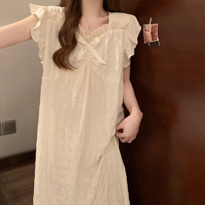ネットセレブスタイルサスペンダーパジャマ女性の夏薄いクラウドコットン 2025 新しい夏のネグリジェホームウェアセット|undefined