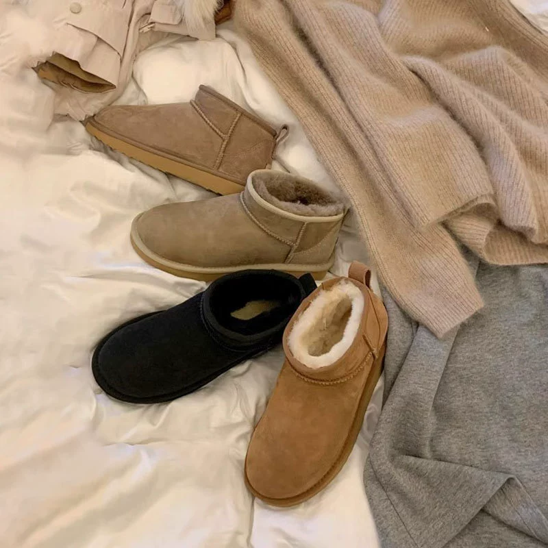 Модные мини-сапоги для женщин, зима 2025, на флисовой подкладке, утолщенные, теплые, нескользящие, водонепроницаемые, короткие хлопковые сапоги для пар.