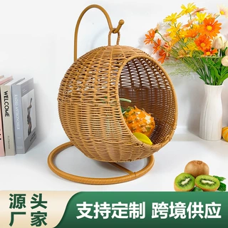跨境代发吊果篮水果篮子收纳篮摇篮家用挂式手工收纳筐客厅野餐篮