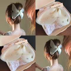 小紅書と同じスタイル、優しい気質、明るい糸の蝶の妖精スタイル、後頭部にフレンチな絶妙なグリッパー、女性用シャーククリップヘアピン