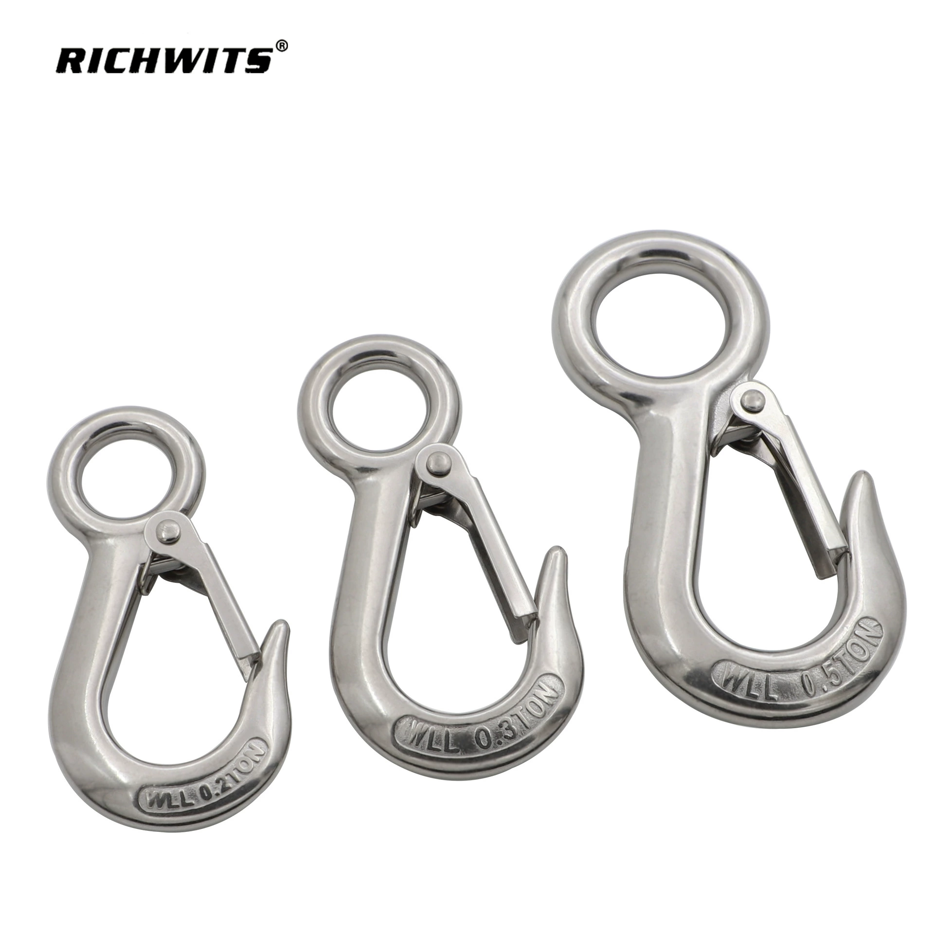 Zhibo Металл RICHWITS 304 нержавеющая сталь большой глаз грузовой крюк подъемный крюк тяжелый Американский грузовой крюк