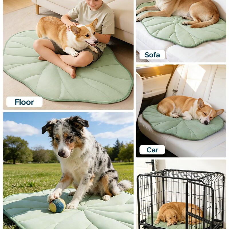 New Pet Cooling Mat with Lotus Leaf Shape, Washable, Non-Slip, Durable and Lightweight Summer Mat for Cats and Dogs