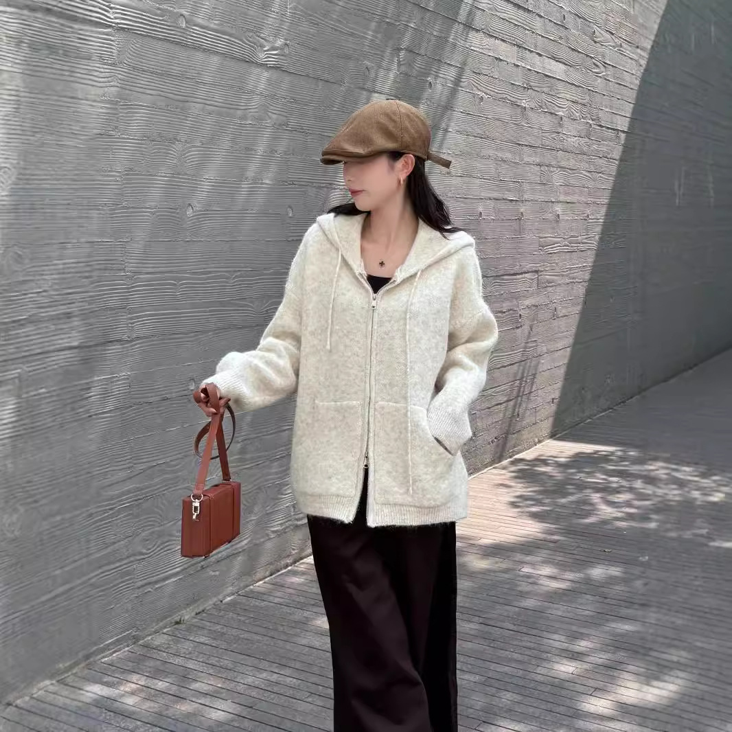 24 invierno Puyuan estilo coreano perezoso suéter gris cardigan mujeres otoño invierno alta sensación universal