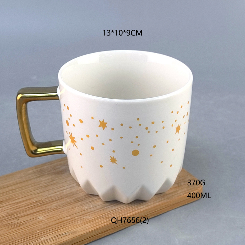 Taza de oro estrella para parejas taza de café de cerámica de gran capacidad regalo taza de agua de cerámica logotipo impresa grabado