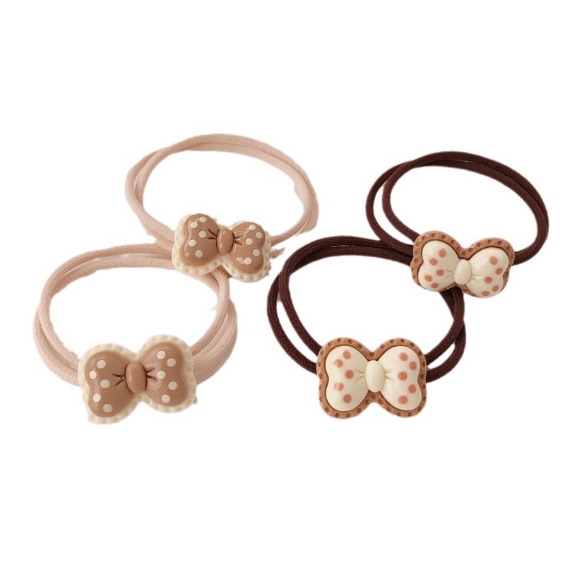 Te de leche ondulado punto arco anillo de cabello temperamento de alta calidad chica cuerda de cabello de cola de caballo universal banda de goma adornos para el cabello