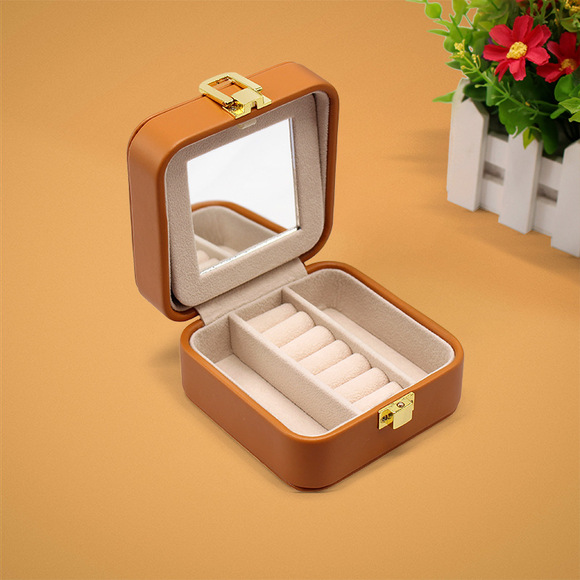 Storage Box Storage & Cleaning Elegant Solid Color Pu Leather Jewelry Boxes