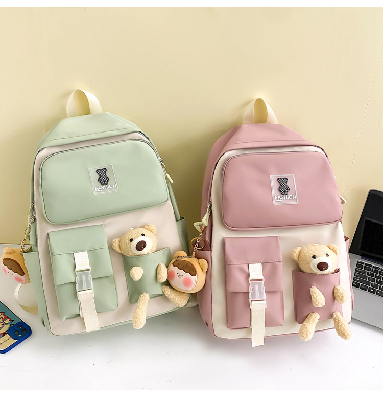 Zaini per bambini, nuovi zaini scolastici per studenti universitari, zaino per bambine con bambola e orso dei cartoni animati, zaino casual carino per donne_voghion.com