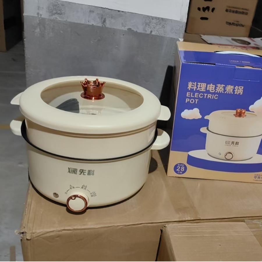 Xianke Binaural Electric Cooking Pot Dormitory Electric Heating Pot Small Household Double-Layer Non-Stick Pot All-in-One Pot Cooking Noodle Pot