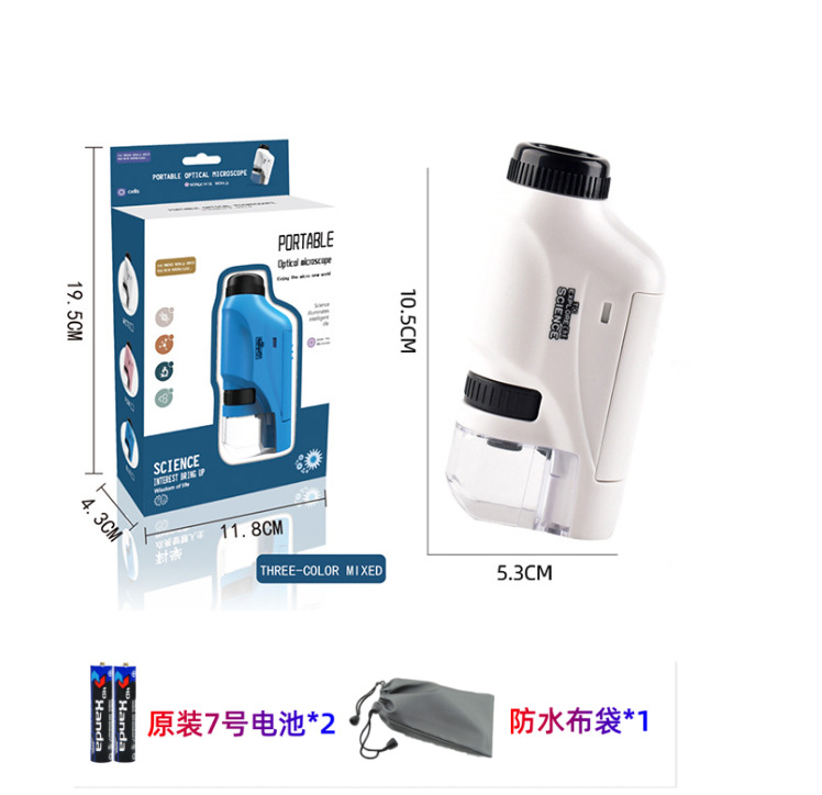 Microscopio portátil de mano para niños luz experimento de ciencia biológica niños Regalo De estudiante juguetes educativos