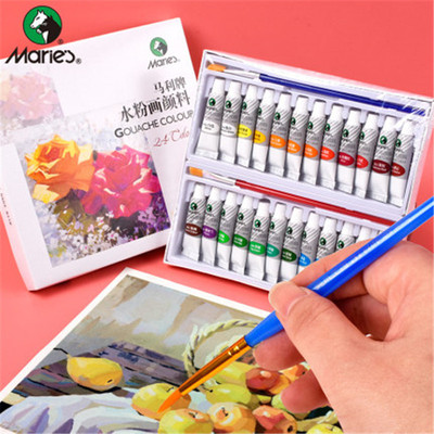 Marley brand 7612 Gouache Pigment children painting Pigment suit 24 colour 12 pupil beginner