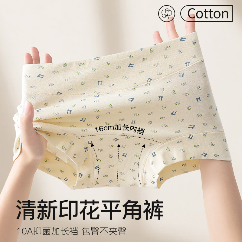 Underwear for Women, Pure Cotton, Grade 10A, Antibacterial, Cotton, Extended Crotch, Traceless, Girls, Large Size, Fat Mm, Boxer Shorts