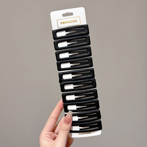 Clips de pelo negro simple esmaltado verano cabello fruncado clips frontal lateral tocado temperamento clips bb mujeres