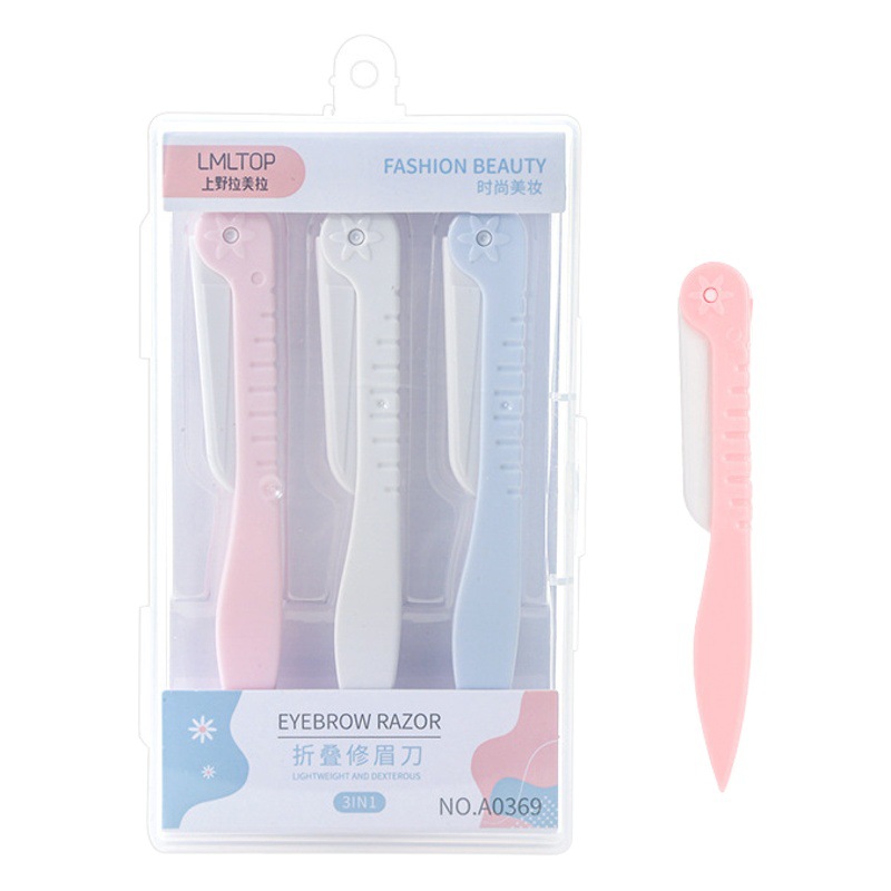 LMLTOP Paquete de 3 recortadores de cejas plegables, herramientas de belleza, cuchillas para cejas, juego de rasuradores de cejas para mujer A0369