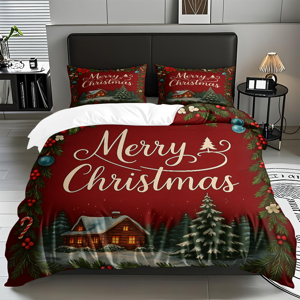 Impresión digital 3D Kit de colcha de navidad muñeco de nieve alce piel fábrica de textiles caseros directa TEMU / JIT