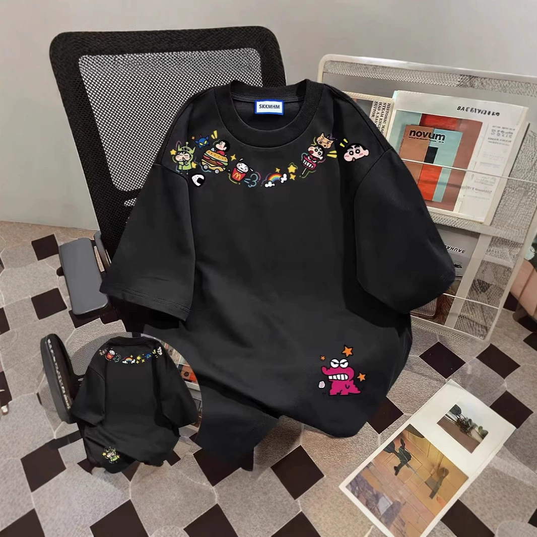 2025 новая тяжелая футболка с коротким рукавом для мужчин, летняя футболка, молодежная повседневная свободная майка с круглым вырезом, тренд