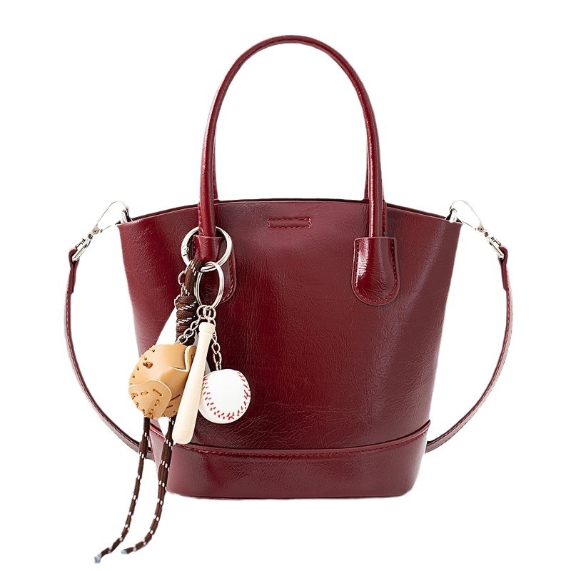 Túi bucket nữ cổ điển cao cấp màu đỏ – túi xách tay đeo chéo đi làm dự tiệc — Màu đỏ, Màu nâu, Màu đen
