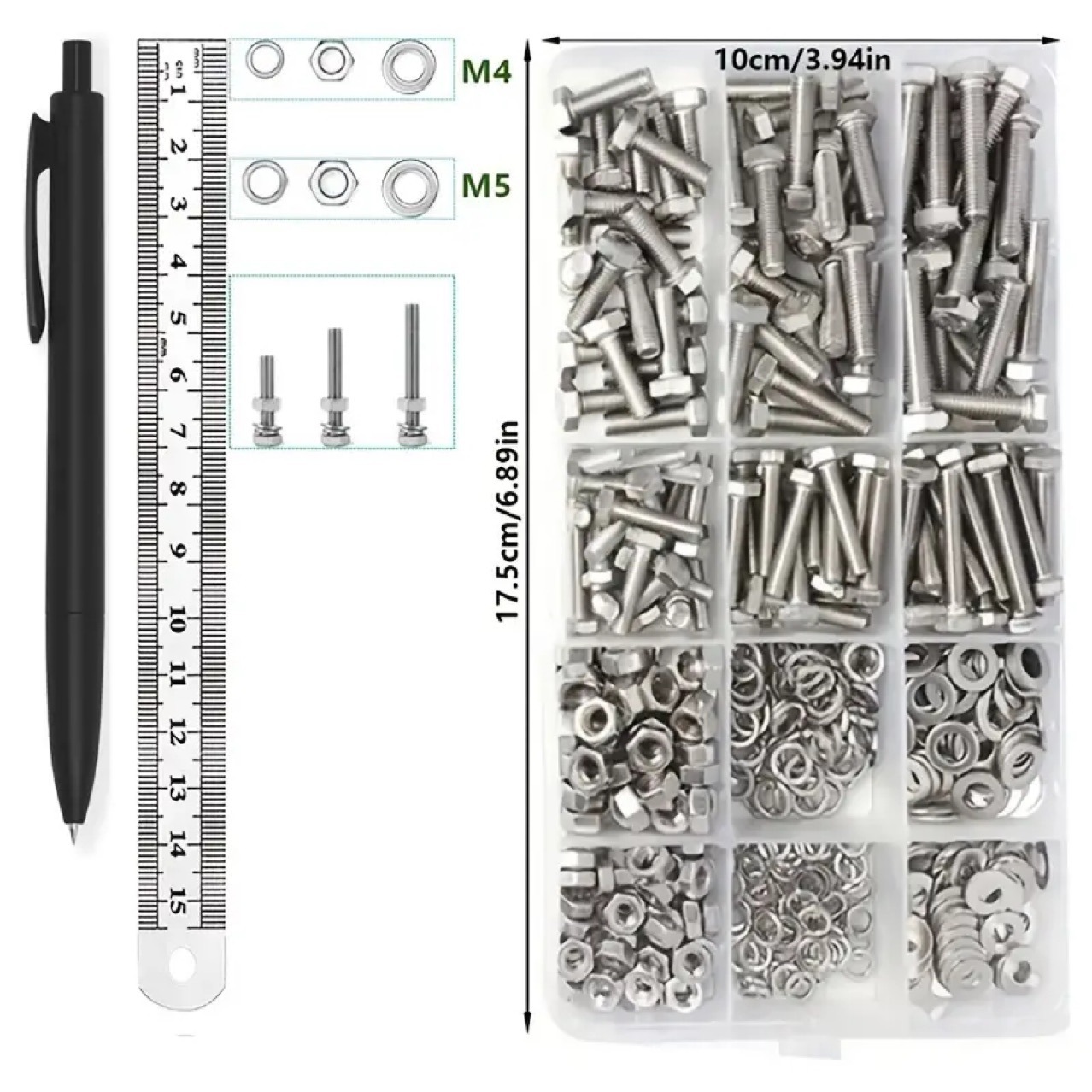 240pcs comercio exterior metal de alta calidad, tornillo hexagonal con tuerca junta conjunto de combinación