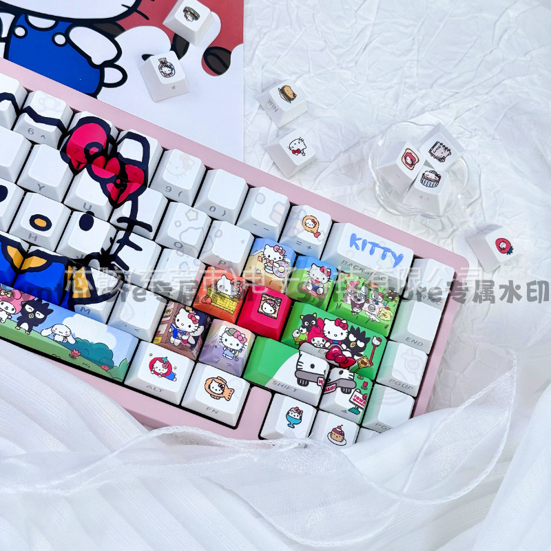 HelloKitty130 キー (箱入り) キーキャップ オリジナル PBT 昇華カスタマイズ キーキャップ 5 面昇華|undefined
