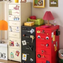 夹缝收纳柜铁皮柜抽屉式电脑书桌下床头储物铁艺斗柜子移动置物架