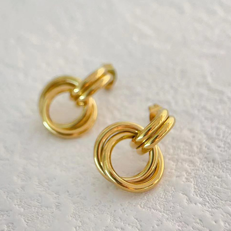 1 Pair Simple Style Classic Style Solid Color Plating Titanium Steel Ear Studs display picture 8