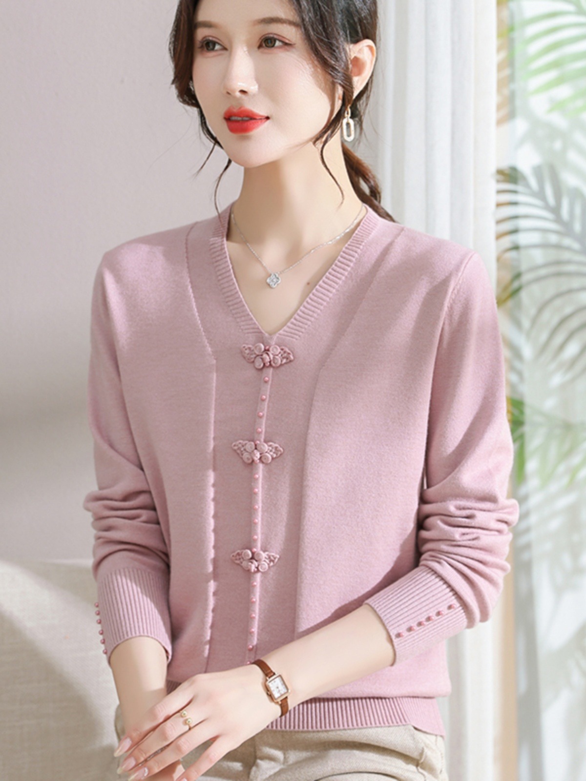 E5894 810K ÁO LEN NỮ TAIRYA ÁO LEN MÙA XUÂN THU ĐÔNG TRUNG NIÊN CỔ CHỮ V THỜI TRANG NỮ G03 SẢN PHẨM MỚI