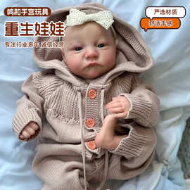 厂家批发仿真搪胶娃娃45cm儿童玩偶全软实心3D婴儿跨境重生娃娃