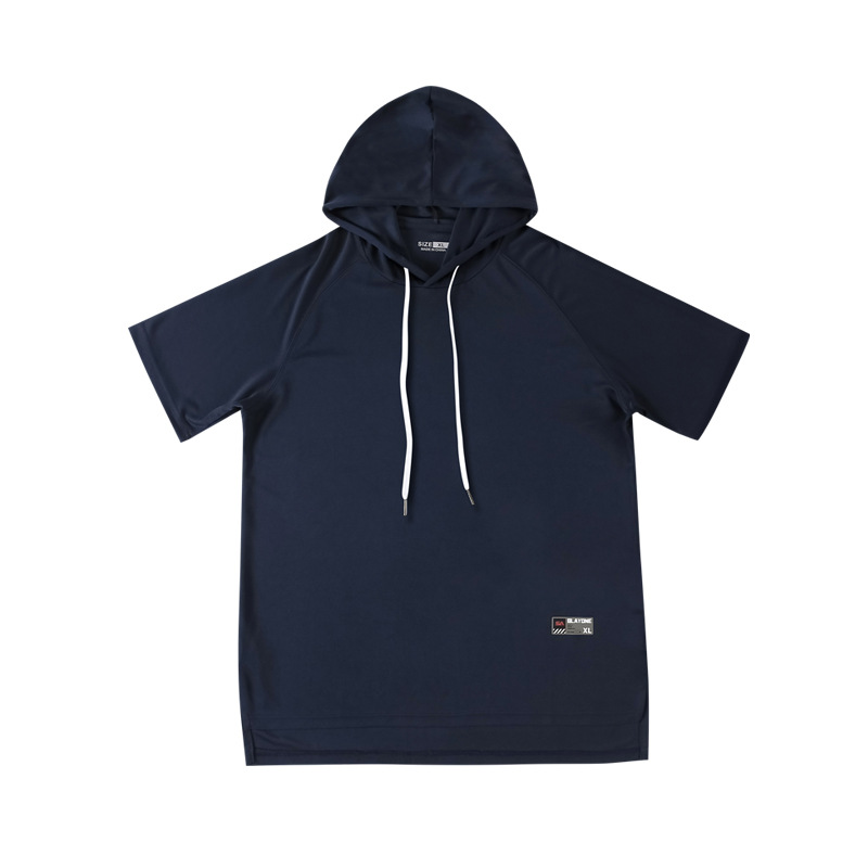 Camiseta con capucha de los hombres de manga corta color sólido Deportes de verano moda Ins con capucha hip hop media manga camiseta de moda Marca Ropa de hombre