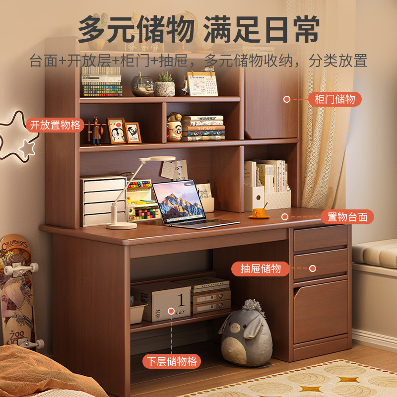 Mesa de escritorio de niños de madera, mesa de estudio doméstica para estudiantes de secundaria, escritorio de escritorio para estudiantes de secundaria, escritorio de computadora para dormitorios, estante integral