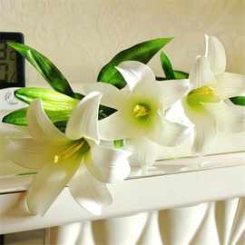 单支百合花花束客厅摆设装饰花假花塑料花插花绢花花包邮