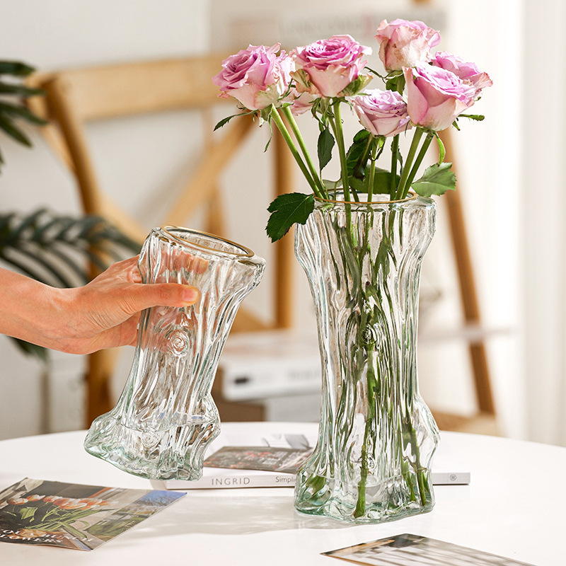 Flores creativas de árboles ricos, nuevas botellas de vidrio de viento idílico, floras hidropónicas de alto estilo, decoración interior de la sala de estar familiar