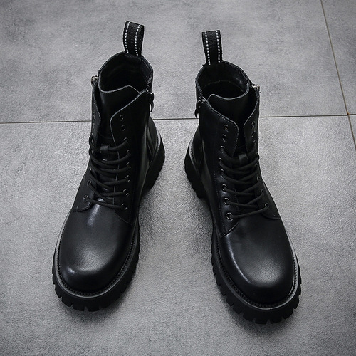 Fleece-lined Martin Boots for Men, Autumn/Winter New Arrival: Thick-Soled Outdoor Zip-Up Boots—Casual Mid-Calf Style, Made-to-Order from Wenzhou