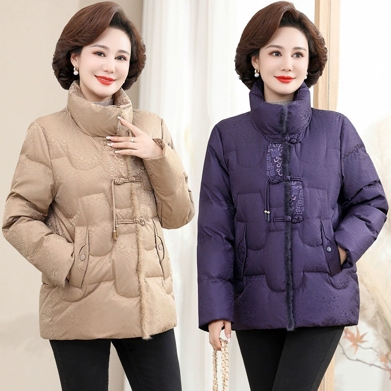 Мама средних лет белая утка пуховик короткий китайский стиль