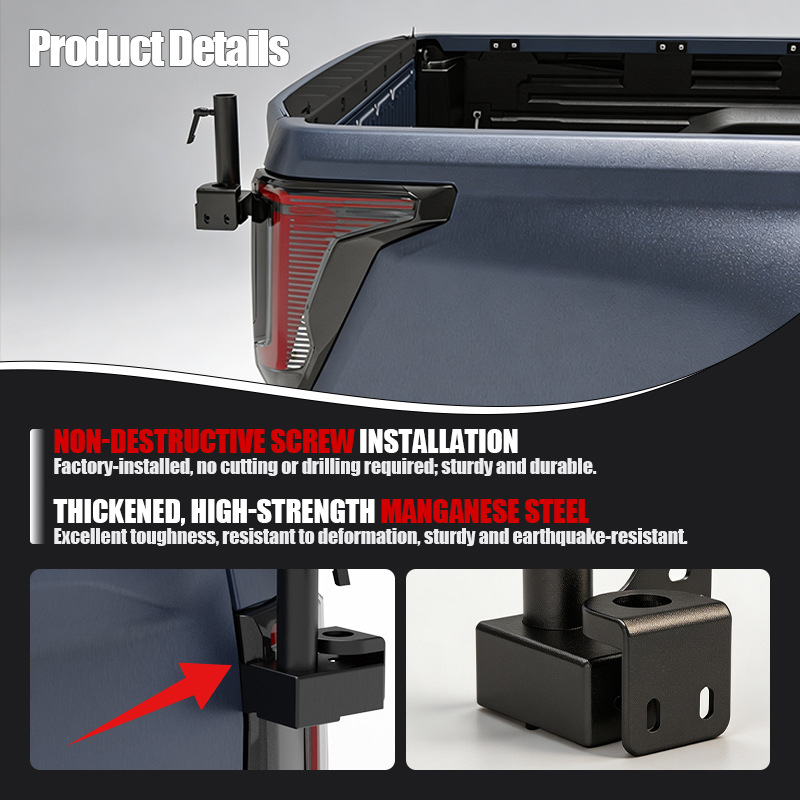 Suitable for 26 Hilux pickup truck, tailgate flagpole mount, antenna bracket, Hilux Roll car accessories