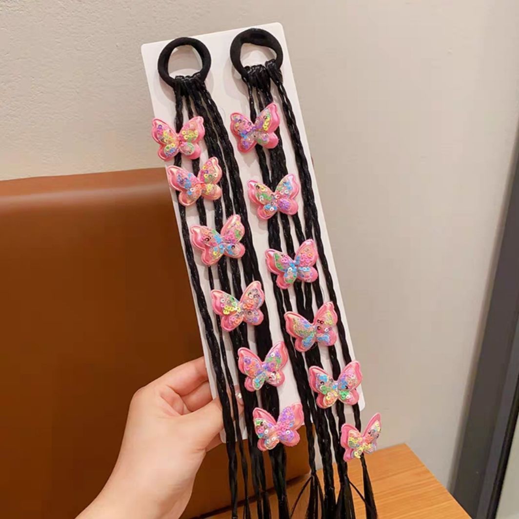 Princesa de nieve para niños peluca trenzada anillo de cabello de cola de caballo alta trenzada cabello de boxeo dulce y fresco trenzado