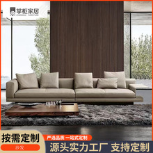 意式轻奢真皮沙发现代客厅豆腐块牛皮沙发组合大户型高端皮艺沙发