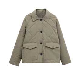 跨境欧美女装2025秋冬新款休闲时尚气质通勤简约百搭大口袋饰棉衣