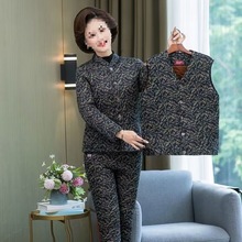 冬季奶奶中老年棉衣防寒三件套加绒加厚大码宽松驼绒棉袄妈妈外套