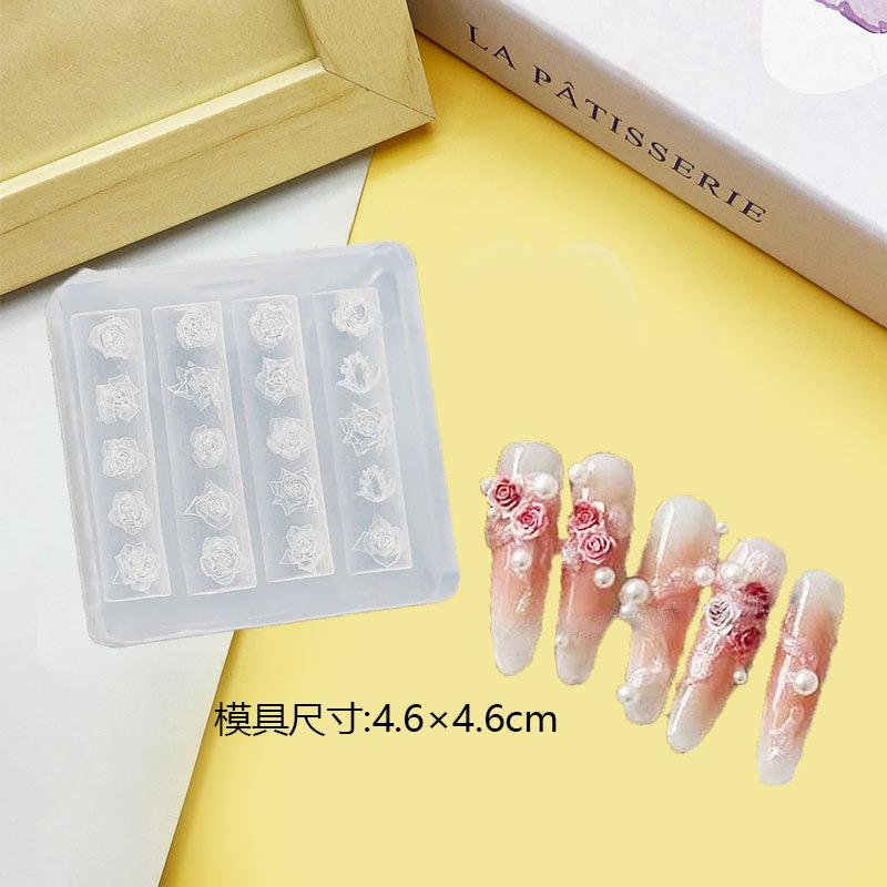 美甲模具diy工具透明指甲装饰3D立体天鹅蝴蝶结花朵手工硅胶膜具|undefined