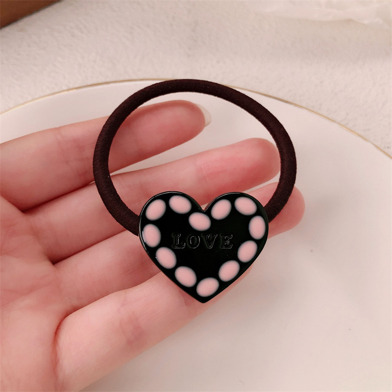 Corea del Sur color contrastante amor sonrisa banda de base de alta elasticidad simple anillo de cabello de alta sensación de cabello atado cuerdas de cabello adornamiento para el cabello