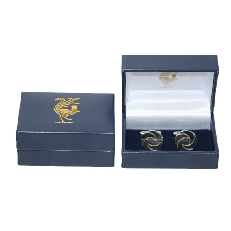 供应袖扣领夹盒礼品包装盒 塑胶外包仿皮纸盒高档饰品珠宝盒制作