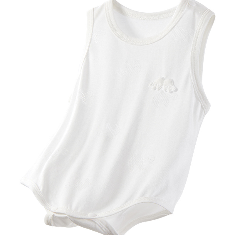 Ropa de bebé de una pieza, ropa de verano para recién nacidos, ropa de verano delgada para niños pequeños, chaleco sin mangas, mamela triangular, bolsa de bebé