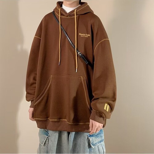 Stylish and versatile simple crewneck youth trendy hoodie, literary original host casual fashion unisex hooded sweatshirt
