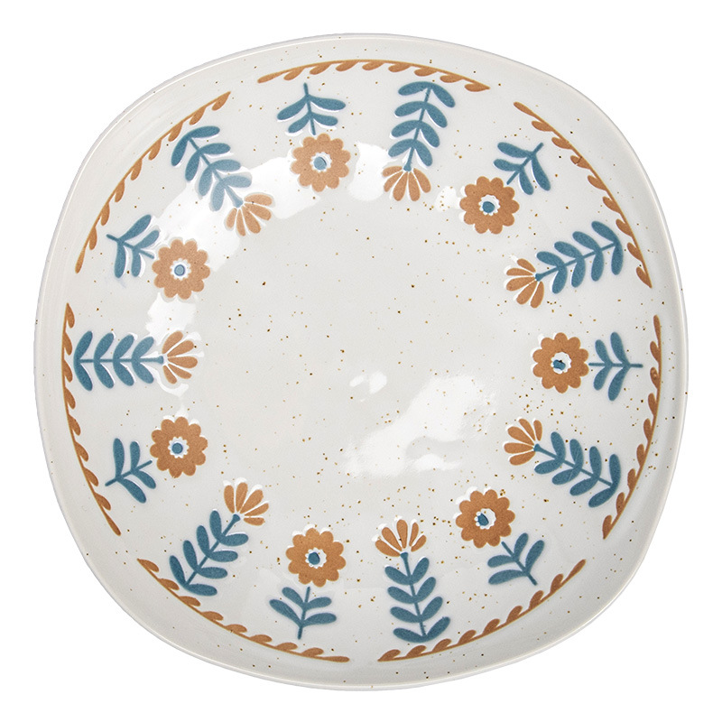 Plato de cerámica de flores exquisitas retro platos de platos